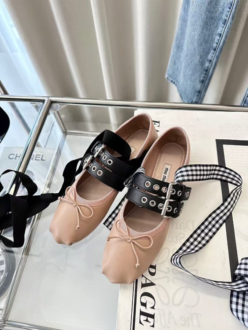 Miu Miu nude pink double buckle ballet flats - Picture 2 of 7